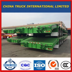 Green 3 axles Excavator Transport Gooseneck Lowboy Low Bed Lowbed Semi Trailer